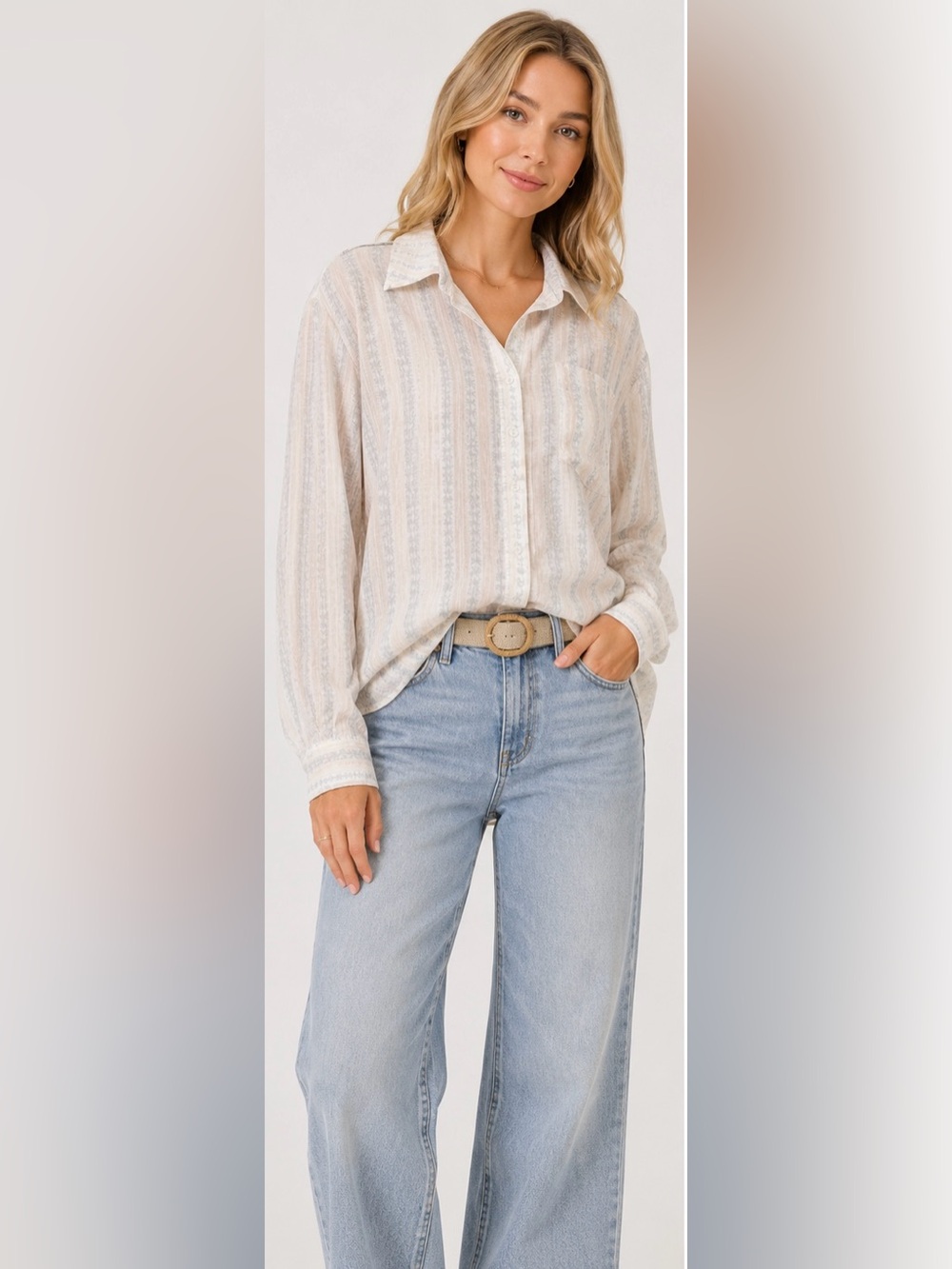 Mystree Lightweight Tencel Blend Button Front Shirt NWT Size Large